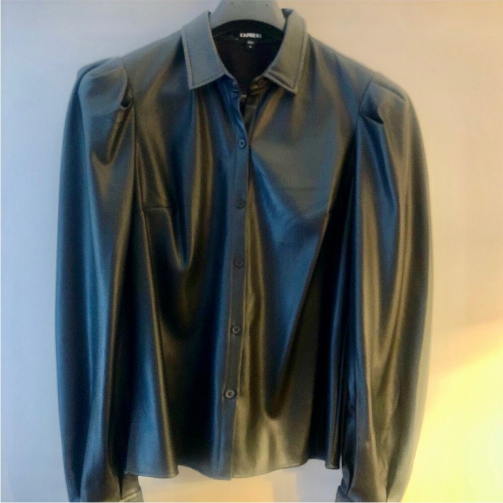 Express Black Faux Leather Shirt